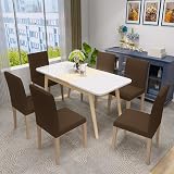MAXIJIN Jacquard Stretch Dining Chair Slipcovers 6 Brown Parson Chairs view 2