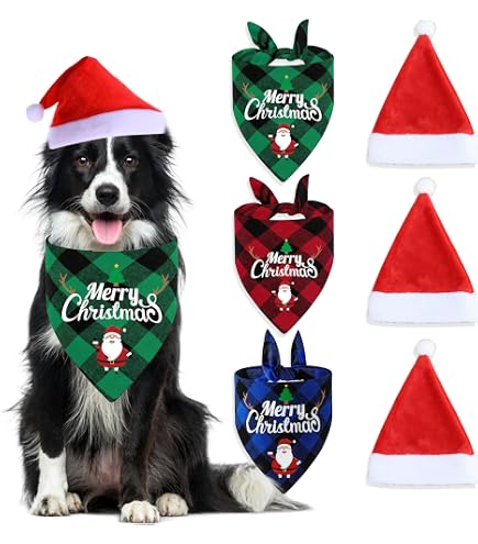 2 Bandanas De Noël Pour Chien - Motifs Père Noël Et Bonhomme De Neige, Tissu Doux, Taille Universelle - 13