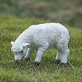 SHAODIE Garden Lamb Statue, White Resin Outdoor Sheep Sculpture, 9x6.3x3.5 Inches Ornament Decor for Yard Patio Landscaping Decor