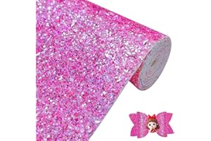Greatdiy Sparkly Peach Chunky Glitter Faux Leather Roll 12x52 inch Shiny Solid Color Hot Pink Girl Fabric for Bows Crafts (Peach)