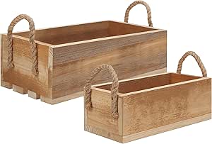 BELLE VOUS Cajas de Madera con Asas de Cuerda (Pack de ...