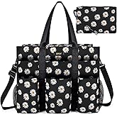 IBFUN Utility Tote Bag with 14/24 Pockets Zip Top Teacher Tote Bag for Teacher/Work Women