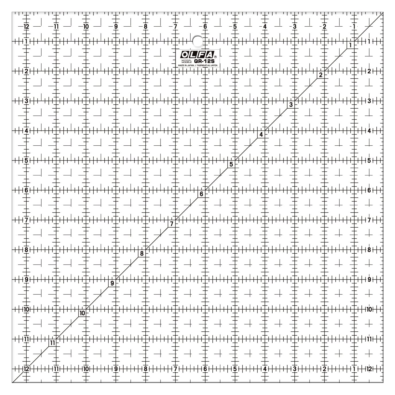 Olfa 12.5 mm 1-Piece Acrylic Quilt Ruler, Transparent, (1071818)