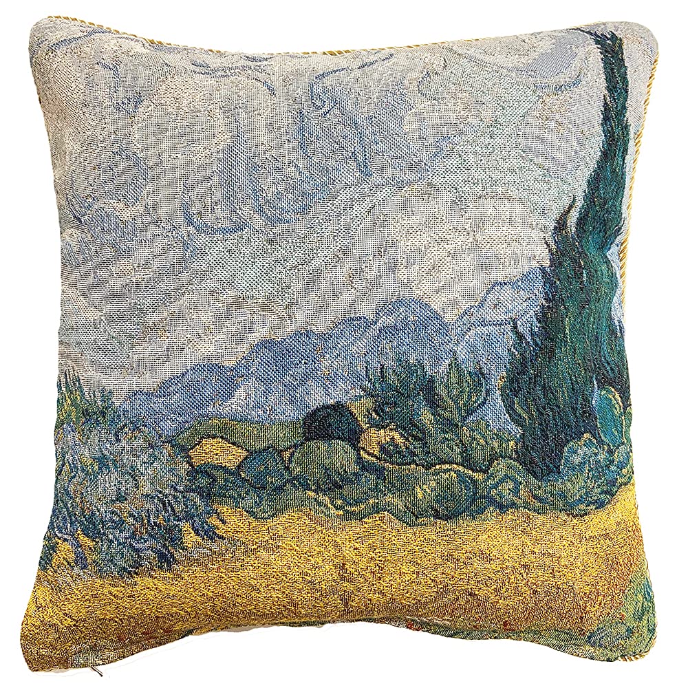 Signare Tapestry Cushion Cover 18 x18 inches 45cm x 45cm Decorative Sofa Cushions (van Gogh - Wheatfield, CCOV-ART-VG-WHEAT)