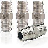 ZOUNI Hex Nipple 1/4&rdquo; Male x 1/4&rdquo; NPT Male Pipe Fittings | 304 Stainless Steel 1/4 inch Male Threaded Pipe Adapter Fittings Equal Nipples Connectors, Straight Connector Pipe Fitting