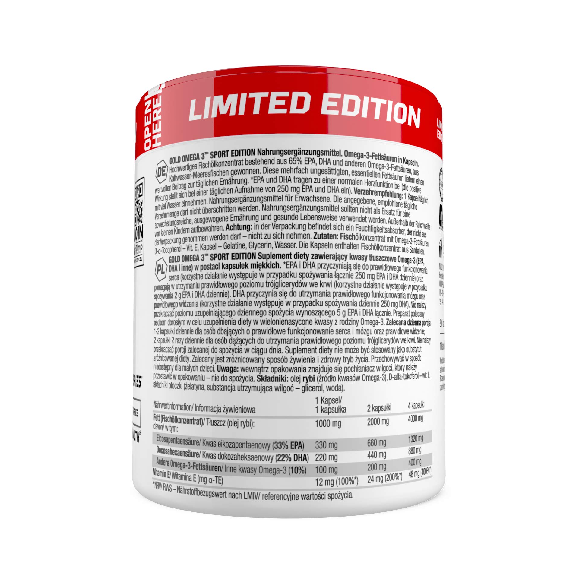 Olimp Sport Nutrition Gold Omega 3 Sport Edition - 200 Kapseln - Nahrungsergänzungsmittel mit Fettsäuren und Vitamin E 2