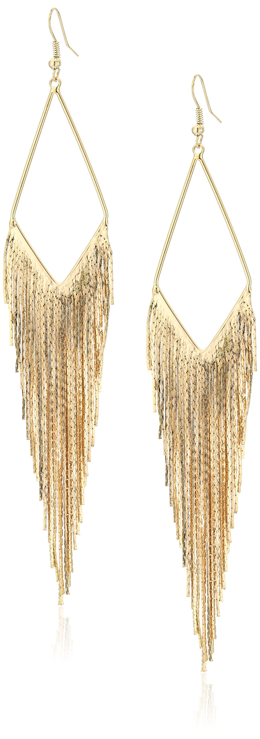 GUESS Pendientes colgantes lineales con flecos dorados Basic