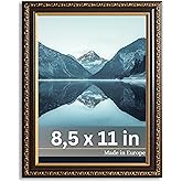 VictoR Picture Frame Chagall 8,5x11 Black Gold - Vintage Picture Frames with Shutterproof Acrylic Glass - 8,5 x 11 Photo Frame - Black Picture Frames - Antique - only for hanging