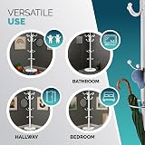 CASARIA Elegant Curved Coat Rack with Marble Base, 14 Rotatable Hangers, White view 3