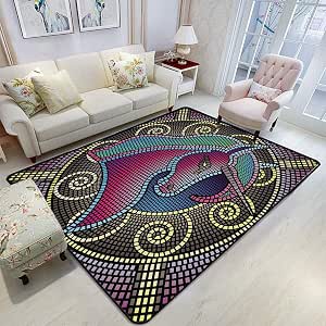 Amazon.com: Unicorn Area Rug, Many Mosaic Tiles Form a Magic Unicorn for Nursery Room Baby Girl ...