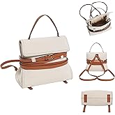 Small Backpack Purse for Women, Convertible Designer Mini Backpack with Leather, Canvas Travel Handbag Fashion Bag for Daily Use, Work, Outing - Beige