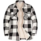 Lisskolo Women Fleece Lined Shirt Jacket with Hand Pockets, Plaid Button Down Sherpa Fleece Shacket Outerwear Flannel Jackets