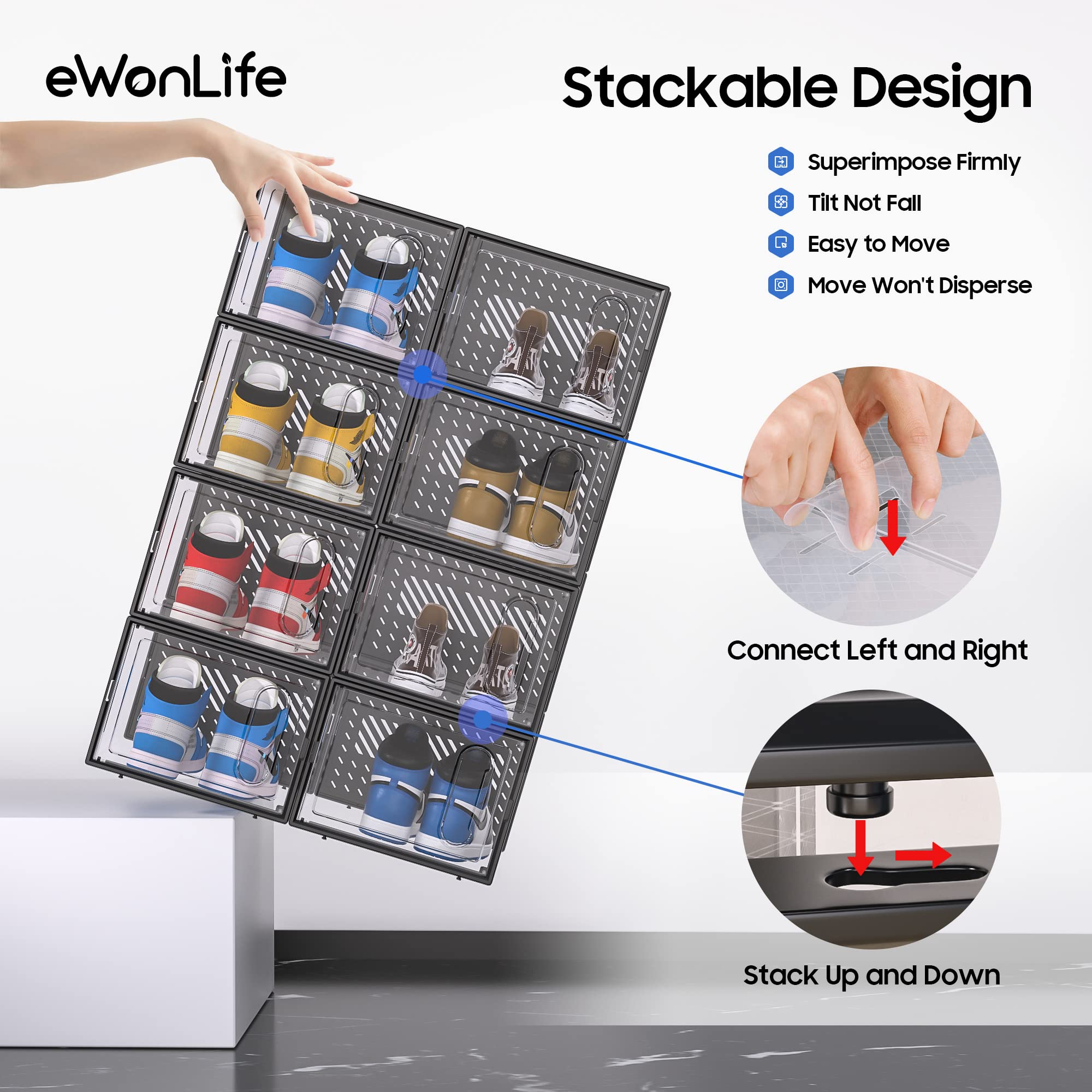 Mua eWonLife XX-Large Storage Box with Magnetic Door, 12 Pack Clear ...