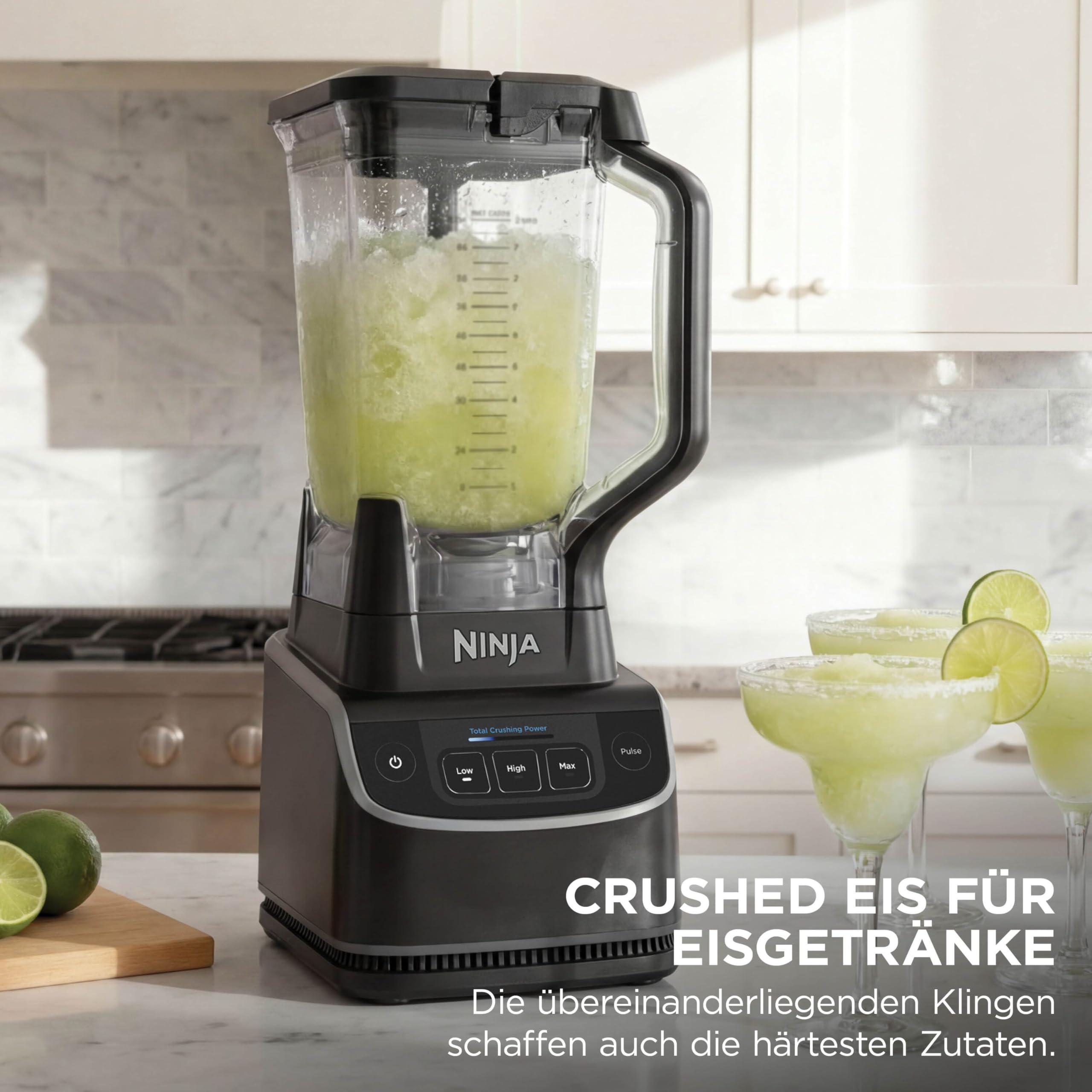 Ninja UltraCrush Mixer, 3 Geschwindigkeitsstufen, manueller Modus Impuls, Gefäß mit 1,9 Liter Fassungsvermögen für Flüssigkeiten, zur Zubereitung von Smoothies, Dips, Soßen und mehr, Schwarz BP201EU 4