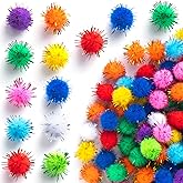 DC,CLISENCE 200 Pcs Glitter Pom Poms, Soft Pompoms for Crafts, Sparkly Fluffy Craft Pom Poms, Small Pom Poms for Crafts, DIY Decorations (0.59 Inch, Multicolor)