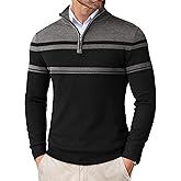 COOFANDY Men's Quarter Zip Up Sweaters Slim Fit Lightweight Mock Neck Pullover Casual Polo Sweaters