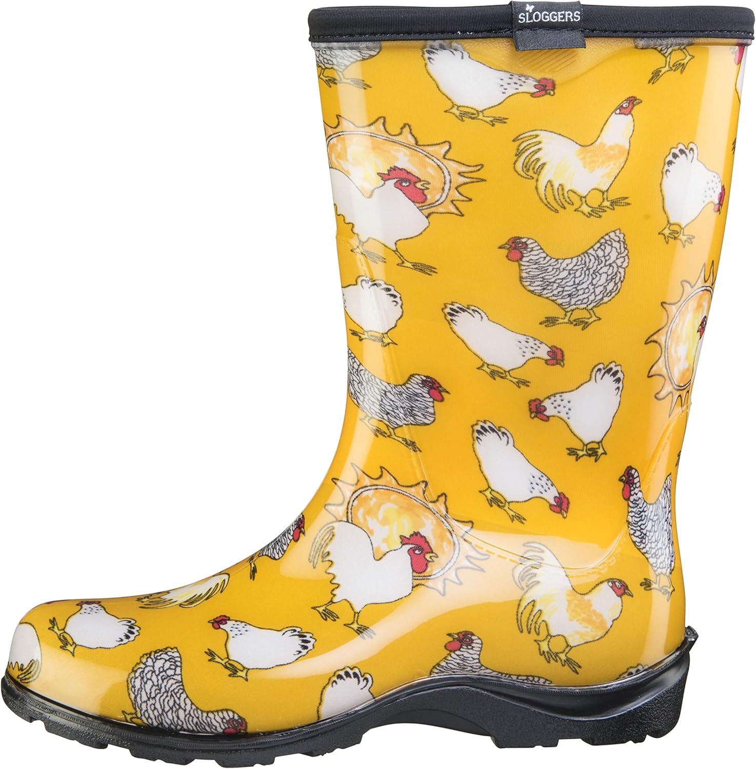 Sloggers Women's Waterproof Rain and Garden Boot with Comfort Insole, Chickens Daffodil Yellow, Size 8, Style 5016CDY08: Garden & Outdoor