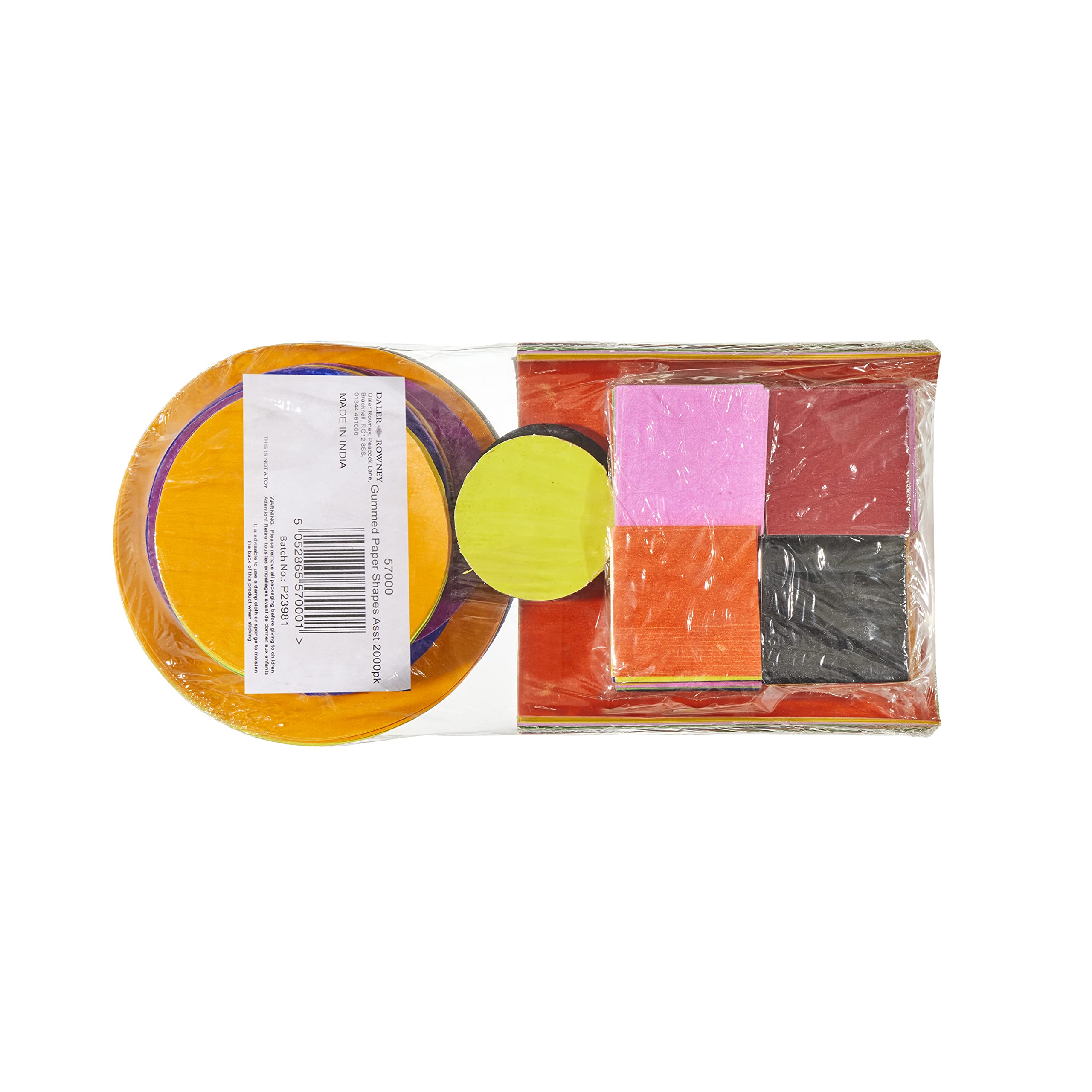 Creativity Inspired Gummed Paper Shapes Bumper Pack, 2,000 Pieces, Assorted Circles & Squares, 10 Colours, Ideal for Hobbyists and Professional Crafters, Adults & Kids