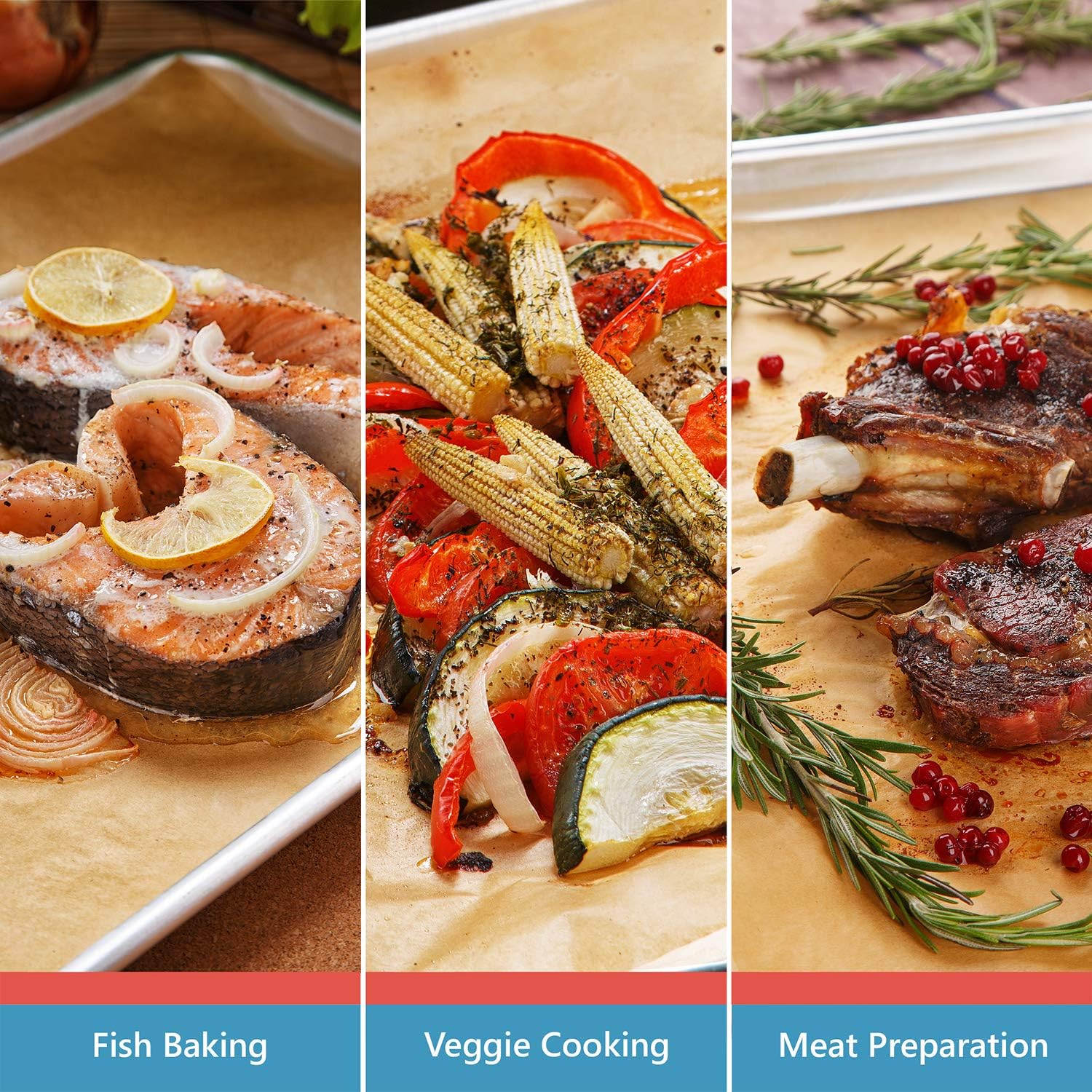 Parchment Paper Baking Sheets by Baker's Signature | Precut Non-Stick & Unbleached - Will Not Curl or Burn - Non-Toxic & Comes in Convenient Packaging - 12x16 Inch Pack of 120: Kitchen & Dining