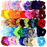 Chloven 55 Pack Premium Velvet Hair Scrunchies for Women Girls | Elastics Bobbles Hair Bands Scrunchy Hair Ties Ropes Scrunchies for Women Girls Accessories
