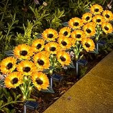 yeuago Solar Sunflower Lights Outdoor Flower Garden Stake Lights,4 Pack 24 Sunflower Waterproof Lights for Outside Party Gardening Gifts Mother's Day for Patio Yard Pathway Party Housewarming Gift