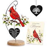 Cardinal Memorial Gifts, Sympathy Gifts for Loss of Loved One Mom Dad | Cardinal Suncatcher Acrylic Ornament with Wooden Stand and Card, Loss of Mother Sympathy Gifts, Bereavement Gifts
