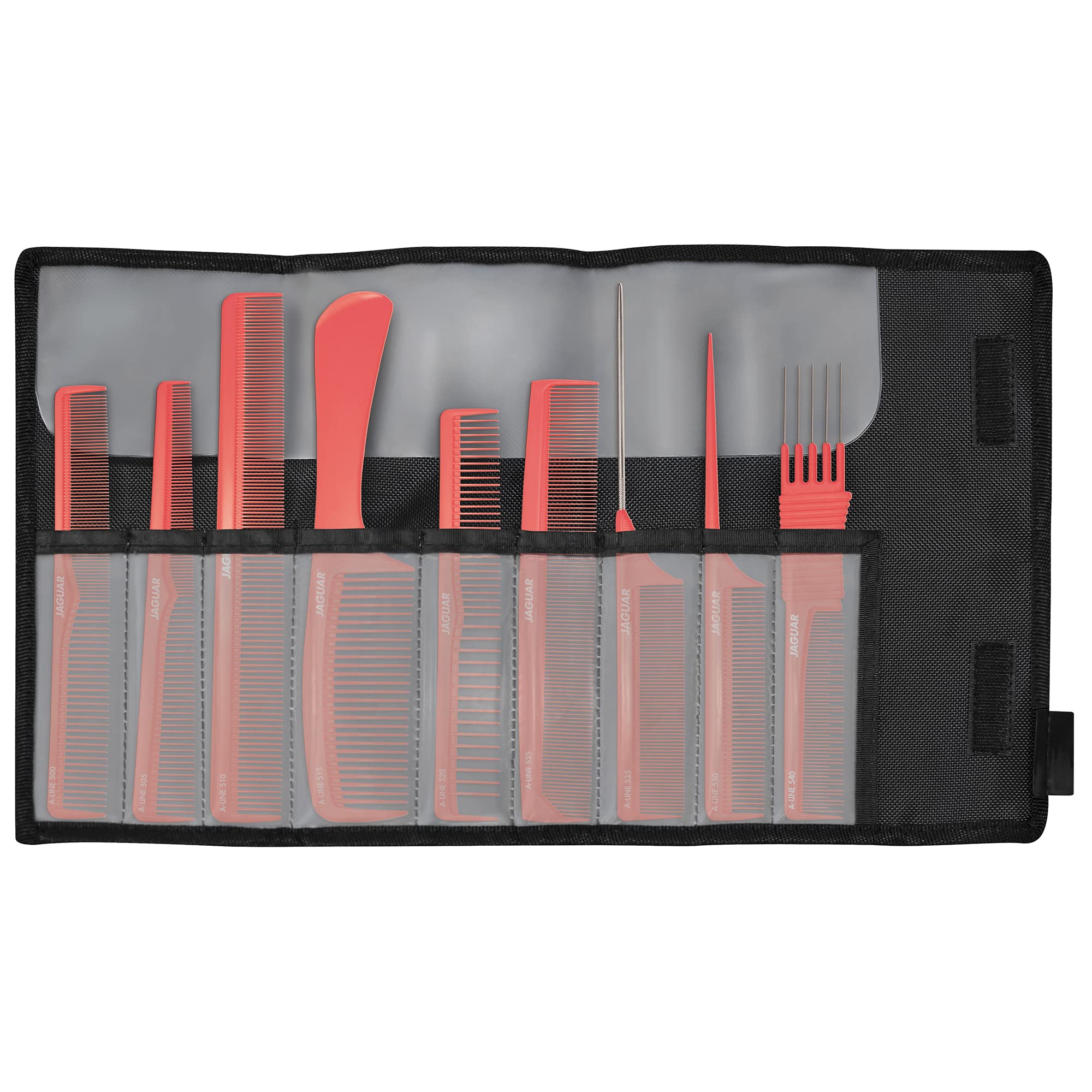 Jaguar A-Line Hair Comb 9-Pieces Set, Coral, 0.19 kg