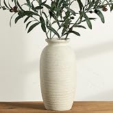 Ceramic Flower Vase, 12.5" Large Rustic Farmhouse Vases Home Decor Tall Pottery Decorative Pampas Vase for Table Living Room Entryway Mantel Bookshelf Bedroom Bathroom Kitchen - W
