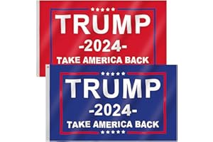 WINKIO Trump 2024 Flag, 2 PACK Trump Flags 3x5 Outdoor Single Sided Take America Back Flag, Donald Trump Flags with Vivid Color and Brass Grommets Decorations (Red & Blue)