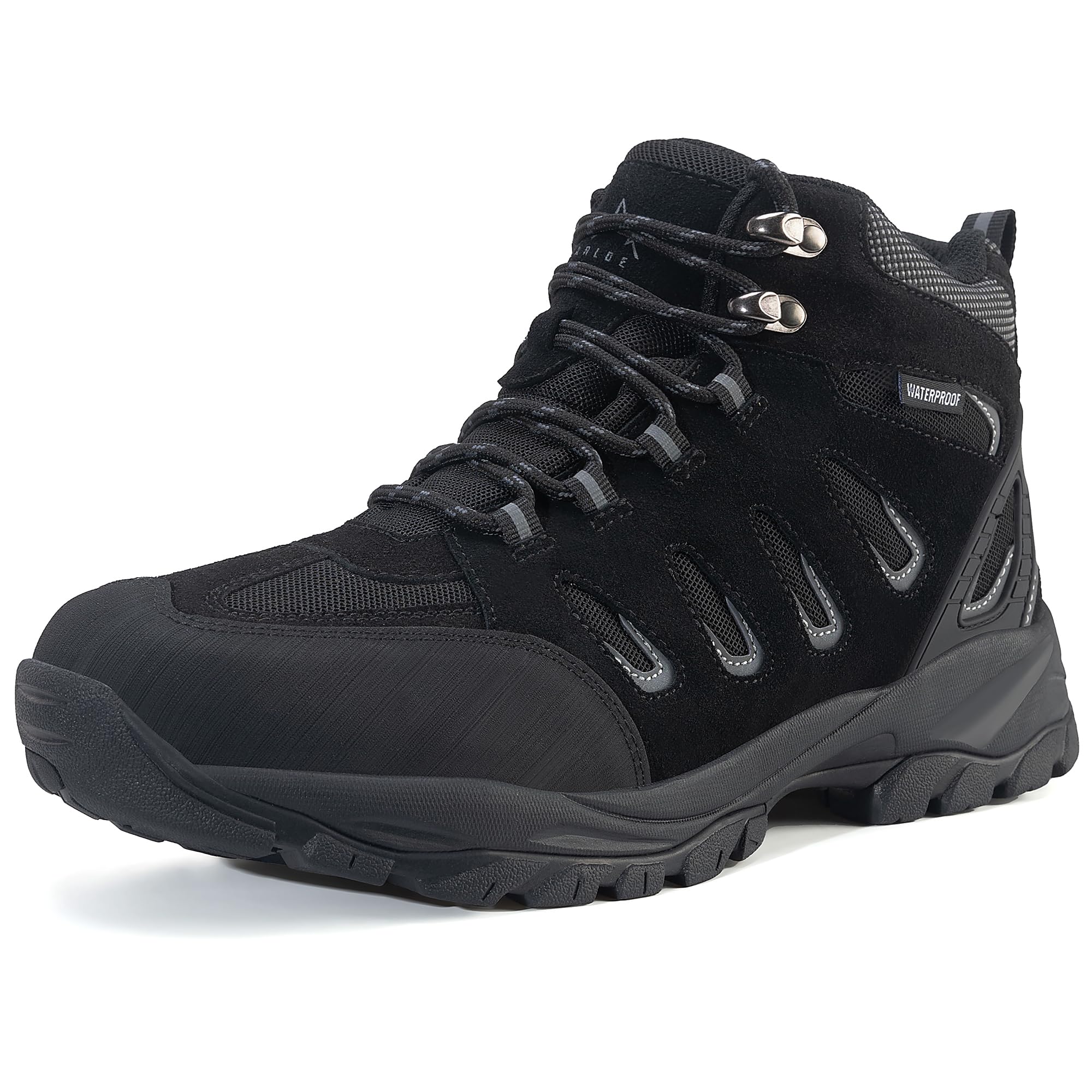 EARLDE Herren Wasserdichte Wanderschuhe Knöchelhohe Leicht Trekkingschuhe | Rutschfest Wanderstiefel hiking walking schuhe Langlebig Stiefel Outdoorschuhe für wandern trekking und trails Schwarz 43 EU