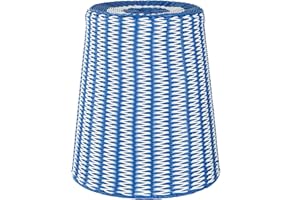 DUSVALLY Wicker Stool for Patio & Garden, Decorative Outdoor Woven Wicker Accent Side Table Storage Stool Basket, 18" H Ottoman Footstool for Bedroom Balcony Deck Seat Furniture, Blue