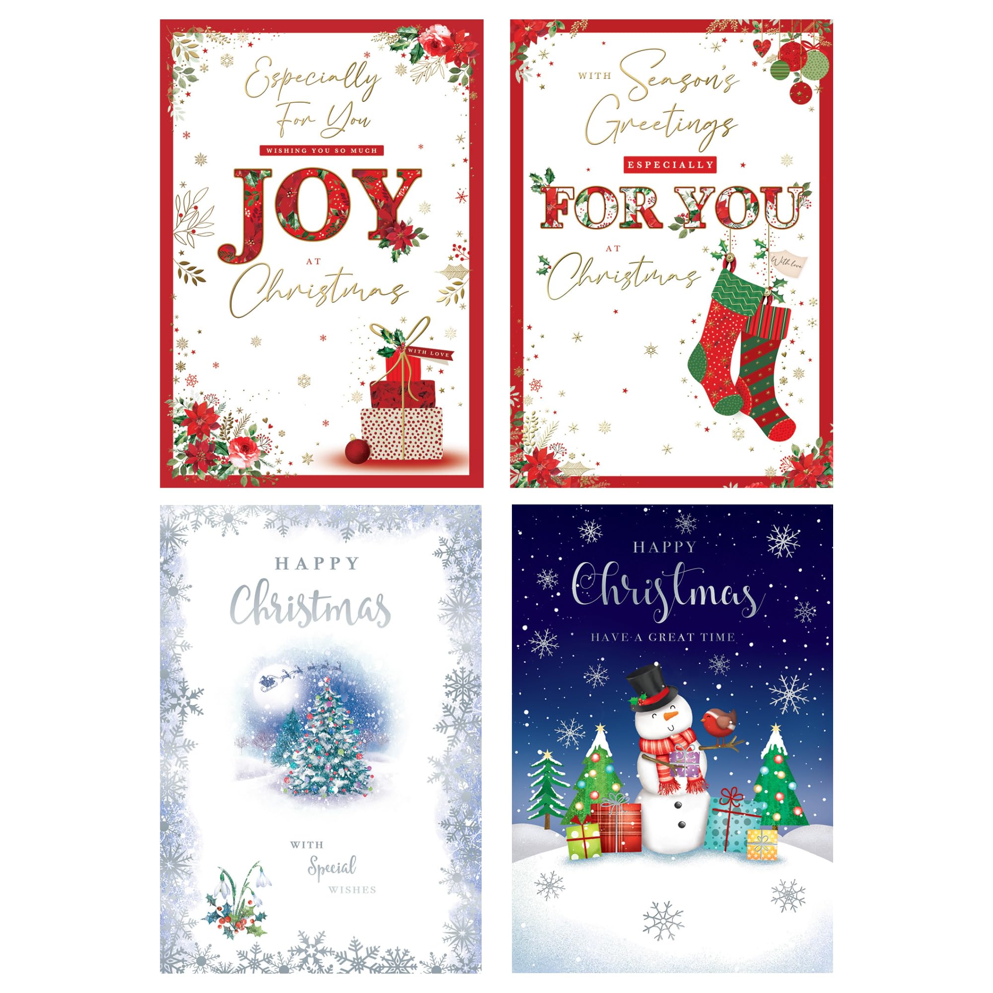 8 x Christmas Cards Pack - Multi Design Christmas Card Packs - Xmas Cards Multipack