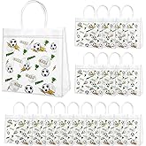 Fukaisu 18pcs Clear Soccer Gift Bags, Reusable PVC Extra Large Soccer Goodie Bags Bulk with Handles Sport Theme Party Favor Containers for Team Birthday Candy Snacks