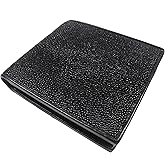 Pelgio Genuine Stingray Shagreen Skin Leather Bifold Wallet (Black, Black)