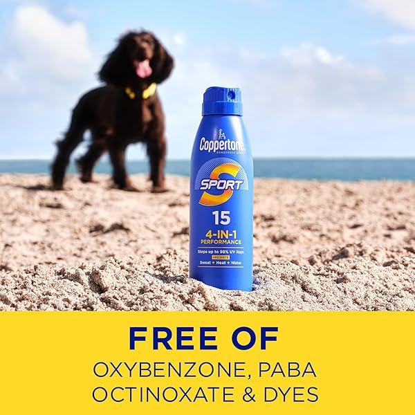 COPPERTONE SPORT SUNSCREEN SPRAY, BROAD SPECTRUM SPF 15 WATER RESISTANT SPRAY SUNSCREEN, 5.5 OZ