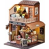 RHZN Miniature House Kit, Dollhouse Kit, Miniature Kit, DIY Mini House Building Kit for Adult, Coffee Shop
