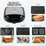 Belaco 4 in 1 Sandwich Maker Panini Waffle Grill Non-Stick Plates view 4