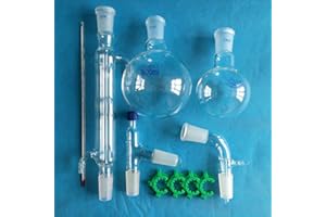 DONLAB Glass Distilling Distillation Apparatus,24/40,500ml&250ml Flask Chemistry Lab Glassware Kit