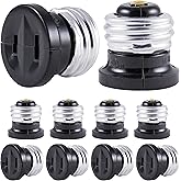 Power Gear Light Socket to Plug Adapter, Polarized, Black, 10 Pack | Easy Install, 2-Prong, Convert Light Bulb to Outlet Socket Adapter, Add Outlet in Garage with Ease