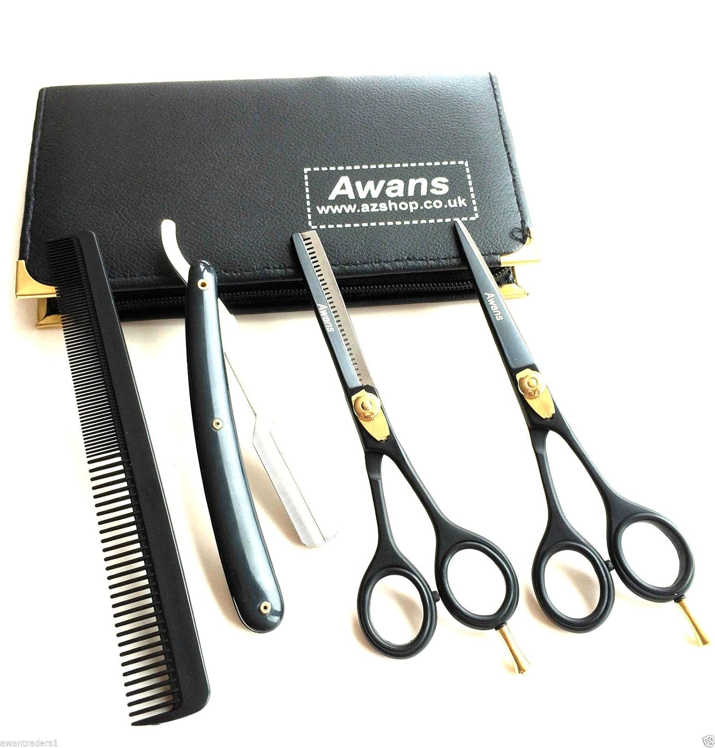 Professionelle Friseurschere 15,2 Cm & Effilierschere – Aus Edelstahl 440C, Mit Lederhülle