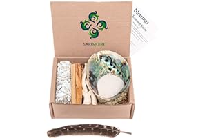 Sage Kit - White Sage Smudge Stick ~ Abalone Shell for Smudging ~ Palo Santo Sticks ~ 2 inchTripod Stand ~ 8 inch Feather and
