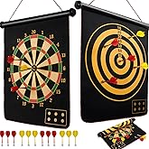 BATURU Magnetic Dart Board for Kids, Teens, and Adults — Double-Sided Dart Board Game with Strong Magnetic Darts, Roll-Up Portable Design, Gifts for Teen Boys, Family Parties, Camping, and Birthdays