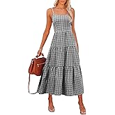 ANRABESS Womens Summer Midi Dresses Casual Striped Plaid Sleeveless Flowy Maxi Dress 2026 Beach Vacation Sundress