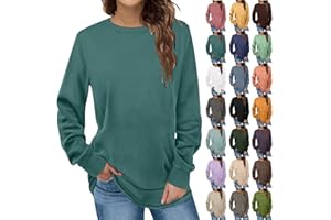 PBNBP Womens Fall Fashion Tops Dressy Casual Long Sleeve Tunic Tops for Leggings Crewneck Curved-Hem Sweatshirts Soft Shirts