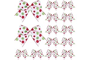 SAWOWKUYA 24 Pcs Red Green Christmas Bows Decorations, 6 Inch Polka Dot Christmas Tree Bows Xmas Bows Ornaments for Home Wreaths Garland Wedding Gift Party Indoor Outdoor