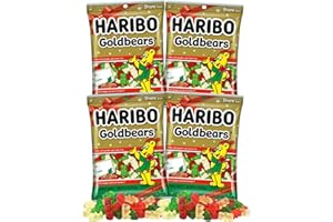SWEETZO Haribo Christmas Gummy Bears, Fruit Flavored Red White and Green Chewy Candies, Festive Stocking Stuffer Gift, 4 Ounces (Pack of 4)