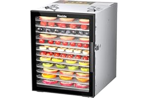 Tinzida Food Dehydrator Machine, 12 Stainless Steel Trays, Dehydrators For Jerky, Meat, Fruit, Pet Treats, Vegetables, Herb, 