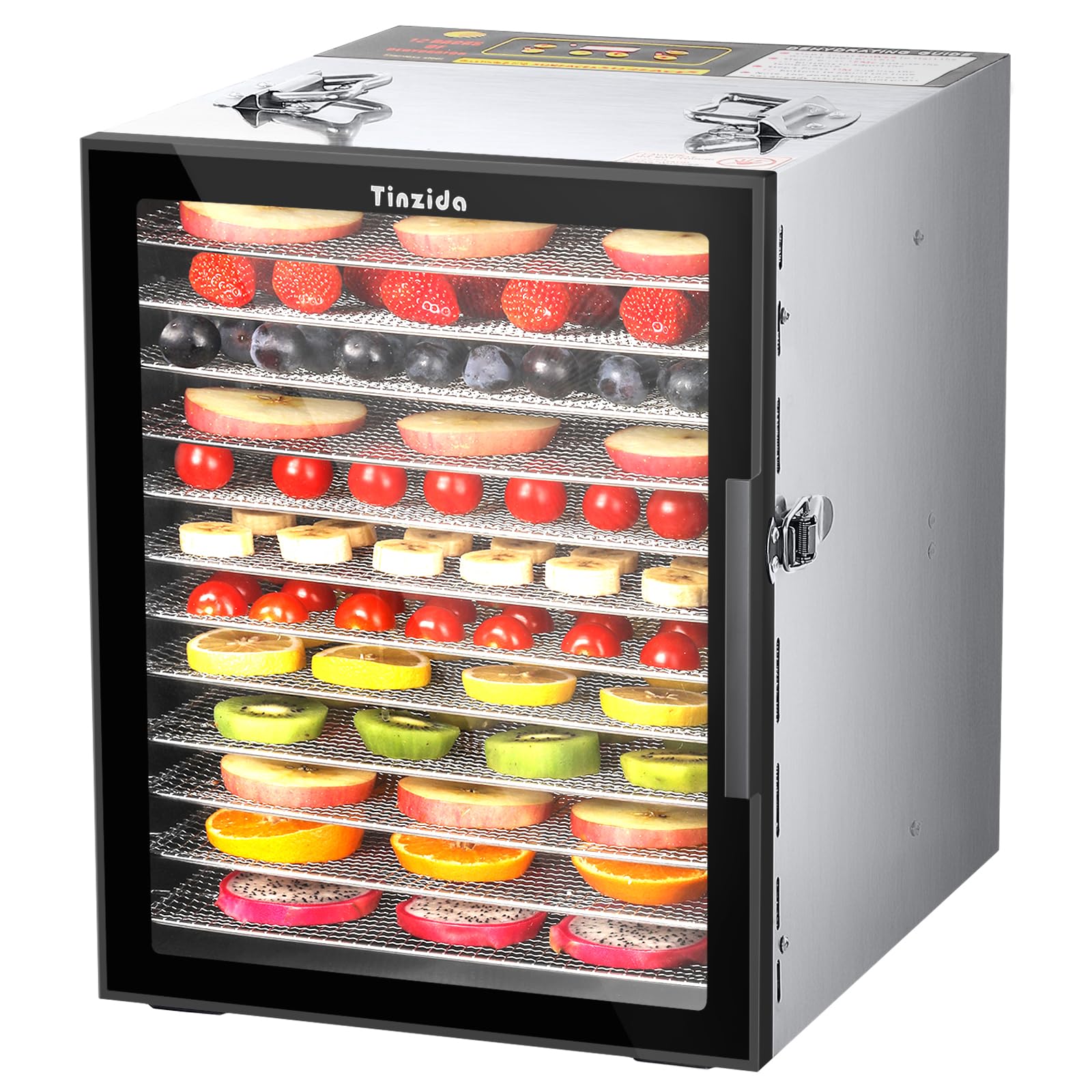 Food Dehydrator Machine 12 Stainless Steel Trays, 800W Power Dehydrators for Herb, Jerky Dehydrator for Meat, Fruit, Pet Treats, Vegetables, 194ºF Temperature Control, 24H Timer