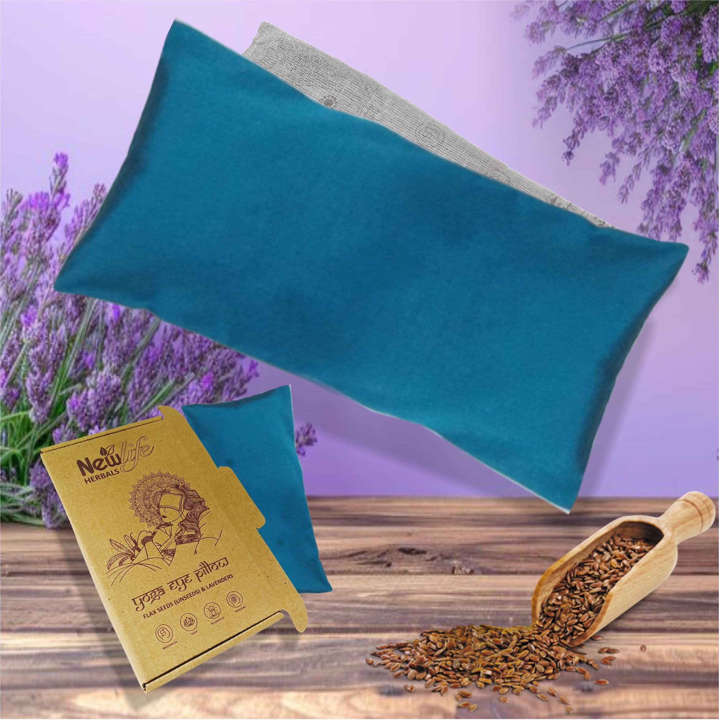 Yoga Eye Pillow Silk Eye Bags Linseeds Lavender Pillow Yoga Stress Relief Eye Bag (Blue (Filler = Linseeds + Lavender))
