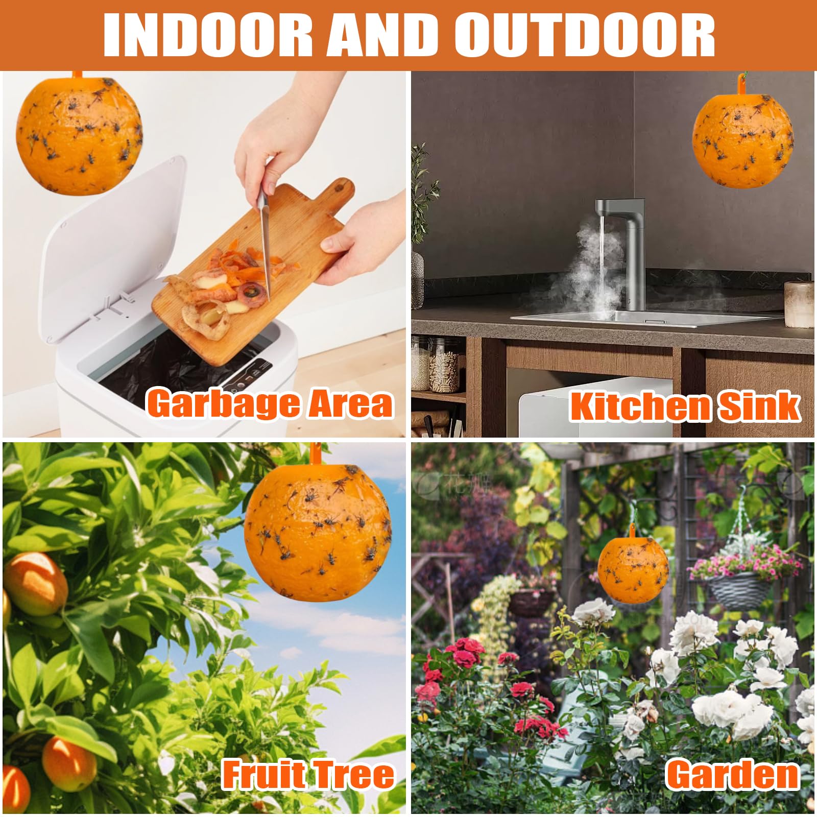 Fly Sticky Ball Fly Trap Outdoor, 6 PCS Fly Traps Ball Indoor, Hanging Sticky Bugs Gnat Ball for Garden Plants Trees Flies Gnat Wasp Bugs